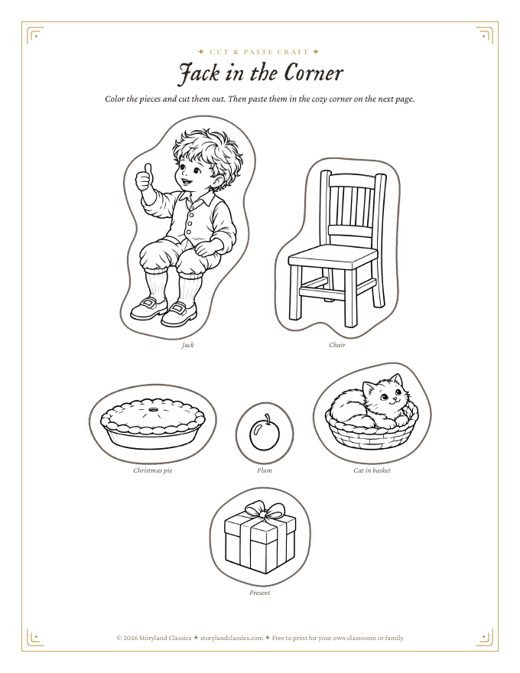 Little Jack Horner nursery rhyme cut-and-paste craft PDF