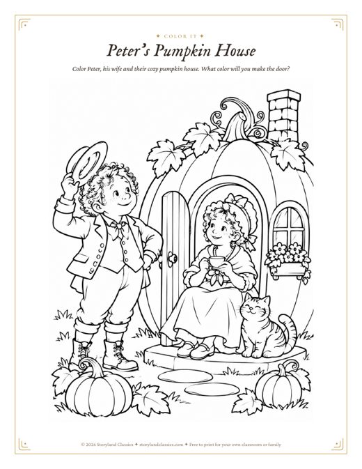 Peter, Peter, Pumpkin Eater coloring page printable for preschool and kindergarten